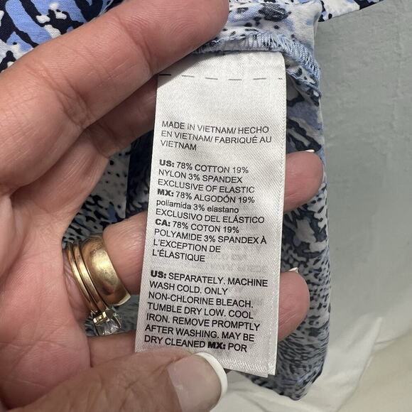 Chico’s Smocked Puff Sleeve Blue Reptile Print Midi Dress Women’s 16/18 (3) - Picture 6 of 11